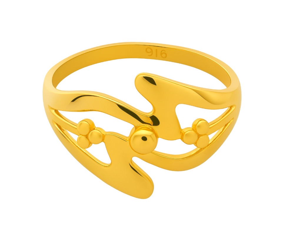 BIS Certified Real 22K Yellow Fine Gold Beautiful Finger Ring For Women - Image 2