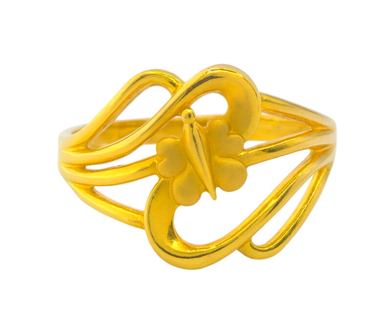 BIS Certified Real 22K Yellow Fine Gold Casual Finger Ring For Women