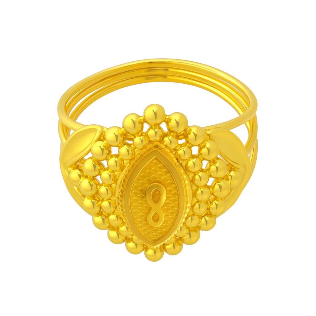 BIS Certified Real 22K Yellow Fine Gold Handmade Finger Ring For Women - Image 2