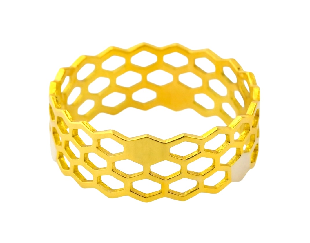 BIS Certified Real 22K Yellow Fine Gold Net Band Finger Ring For Women - Image 2
