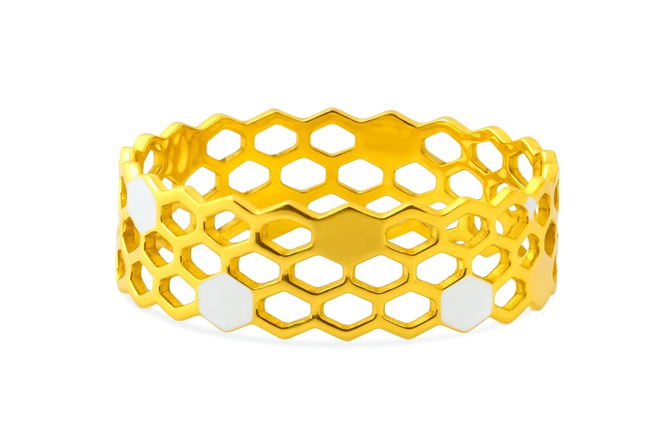 BIS Certified Real 22K Yellow Fine Gold Net Band Finger Ring For Women