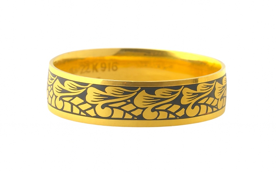 BIS Certified Real 22K Yellow Fine Gold Band Finger Ring For Women - Image 2