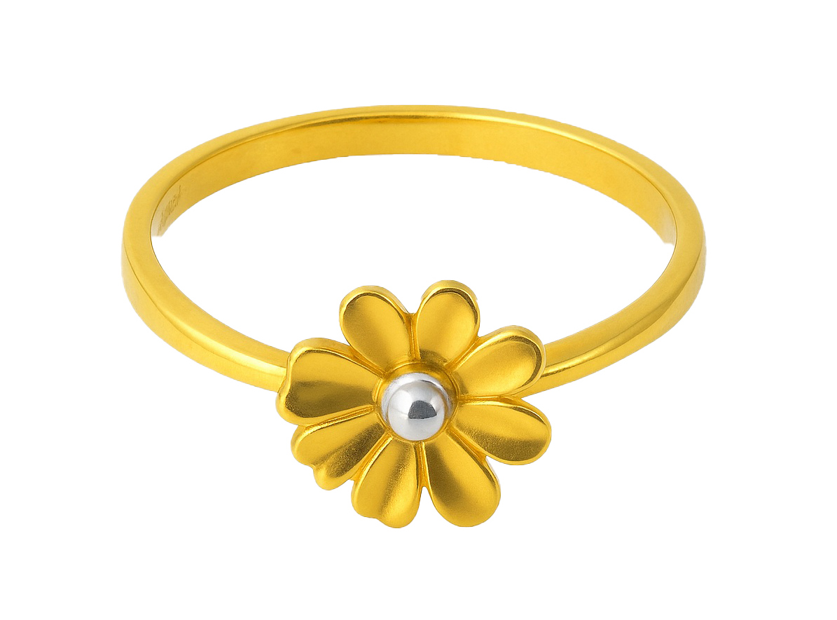 BIS Certified Real 22K Yellow Fine Gold Flower Finger Ring For Women - Image 2