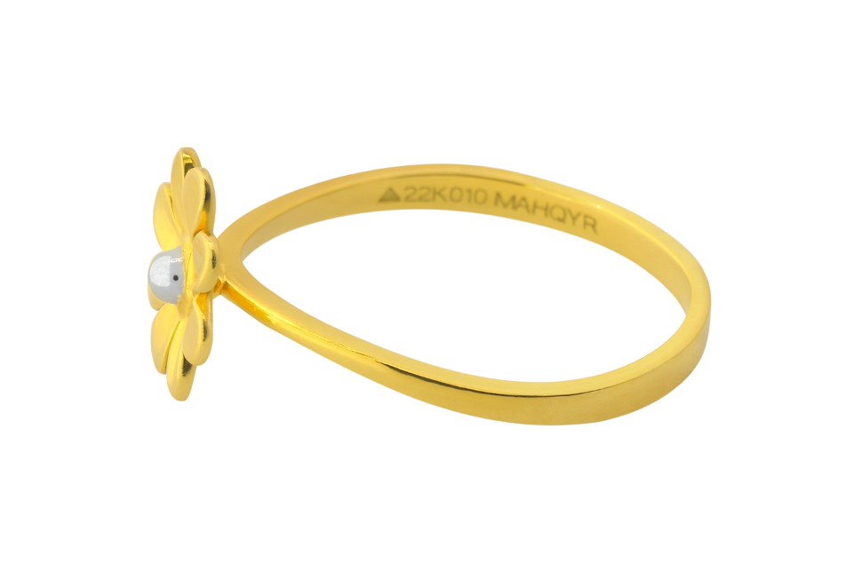 BIS Certified Real 22K Yellow Fine Gold Flower Finger Ring For Women - Image 3