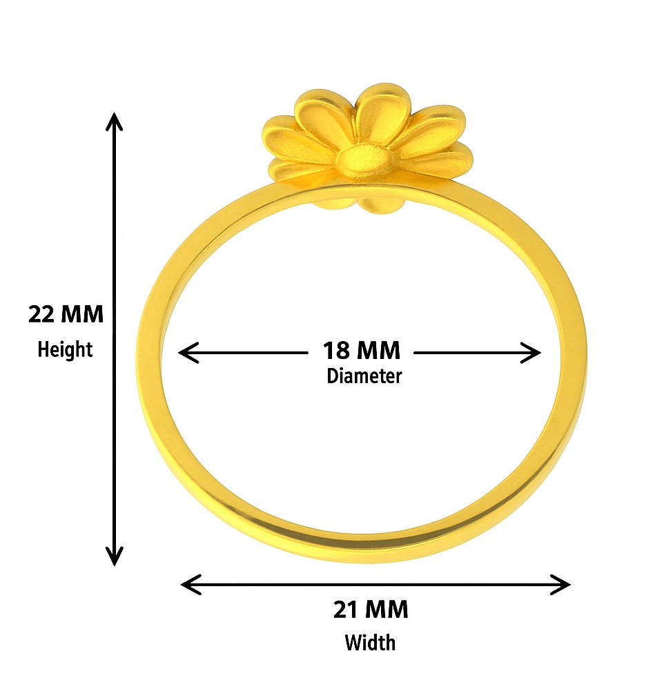 BIS Certified Real 22K Yellow Fine Gold Flower Finger Ring For Women - Image 4