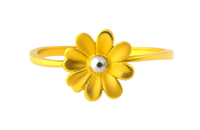 BIS Certified Real 22K Yellow Fine Gold Flower Finger Ring For Women