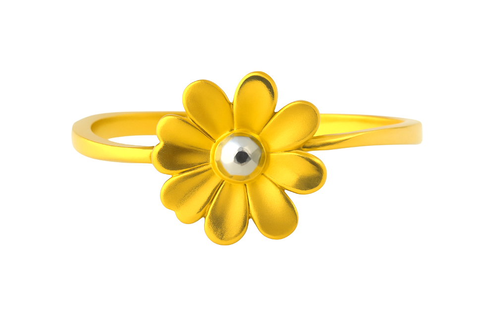 BIS Certified Real 22K Yellow Fine Gold Flower Finger Ring For Women