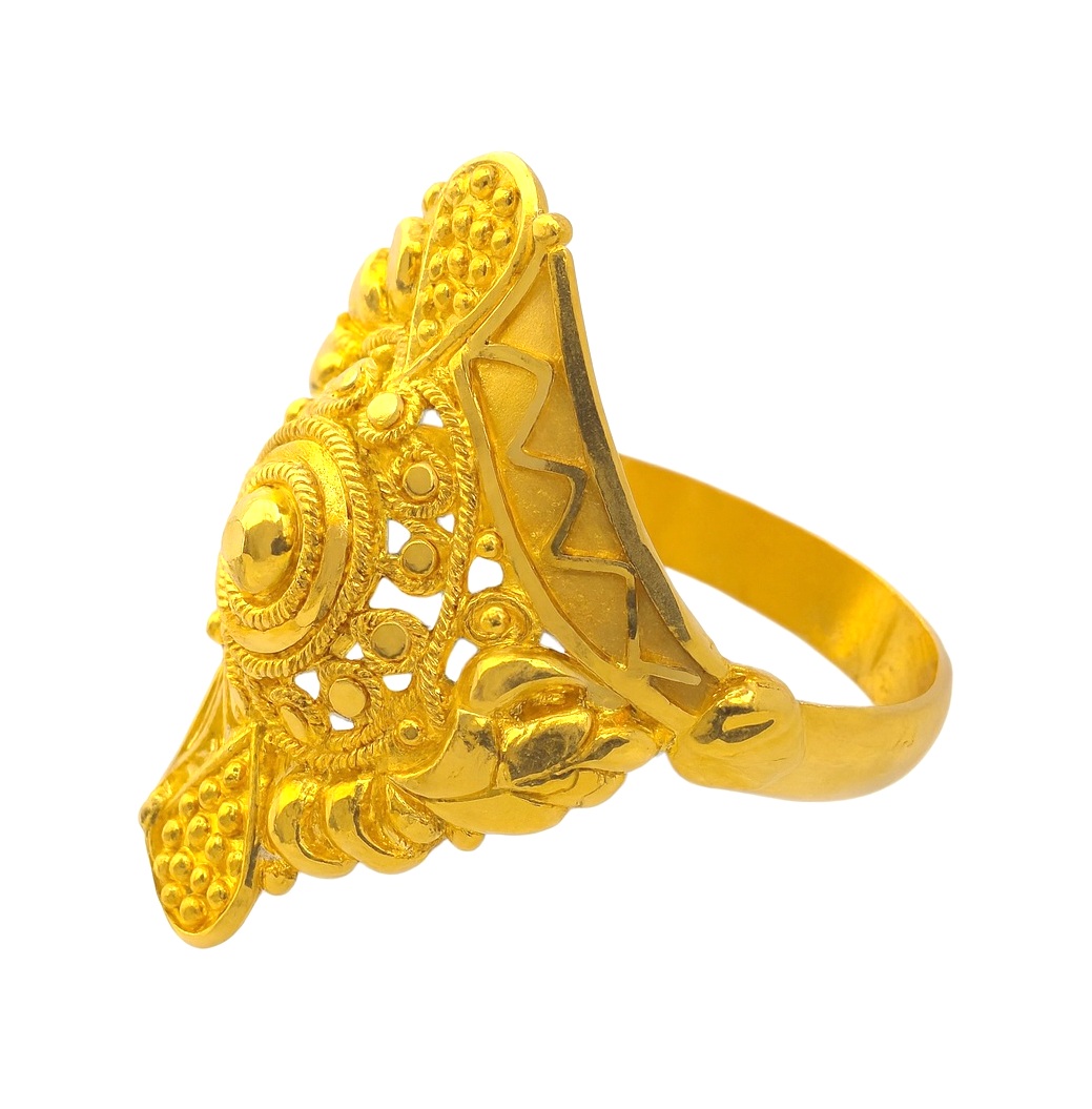 BIS Certified Real 22K Yellow Fine Gold Handmade Finger Ring For Women - Image 2