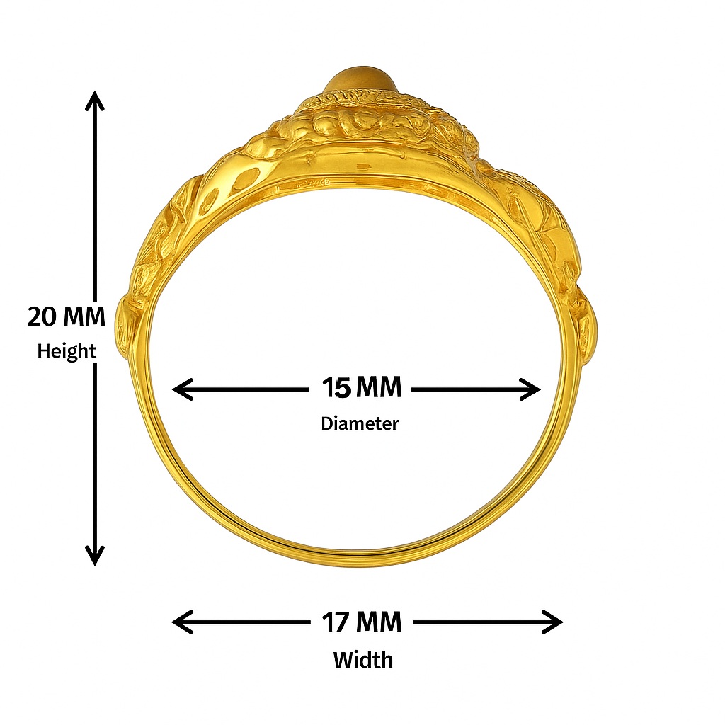 BIS Certified Real 22K Yellow Fine Gold Handmade Finger Ring For Women - Image 3