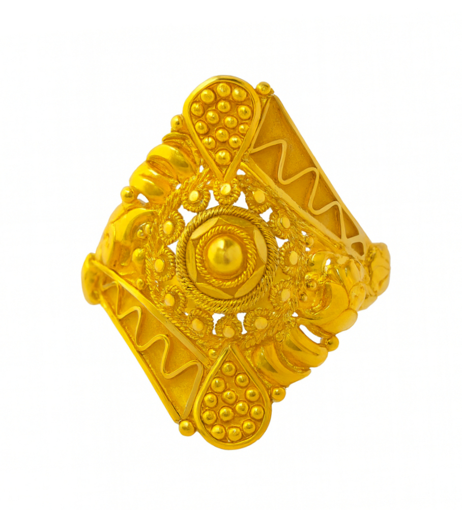 BIS Certified Real 22K Yellow Fine Gold Handmade Finger Ring For Women
