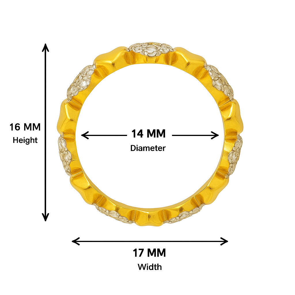 BIS Certified Real 22K Yellow Fine Gold Heart Band Finger Ring For Women - Image 4