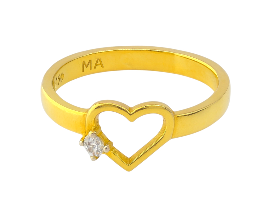 BIS Certified Real 18K Yellow Fine Gold Heart Band Finger Ring For Women - Image 2