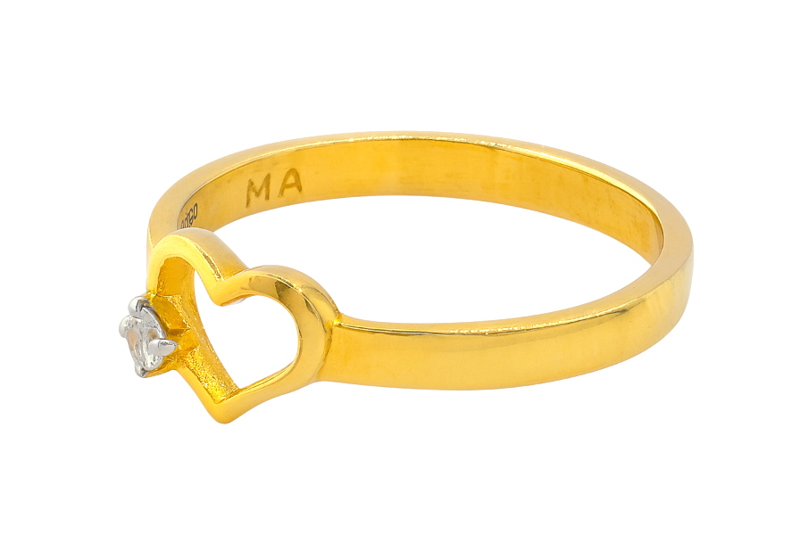 BIS Certified Real 18K Yellow Fine Gold Heart Band Finger Ring For Women - Image 3