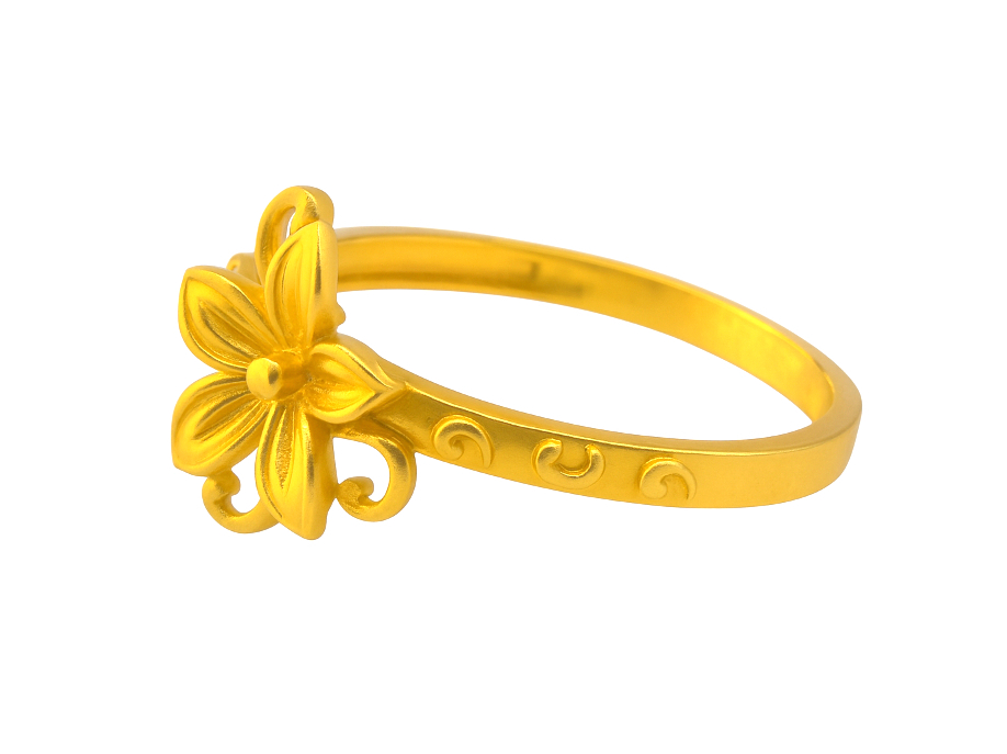 BIS Certified Real 22K Yellow Fine Gold Flower Finger Ring For Women - Image 3