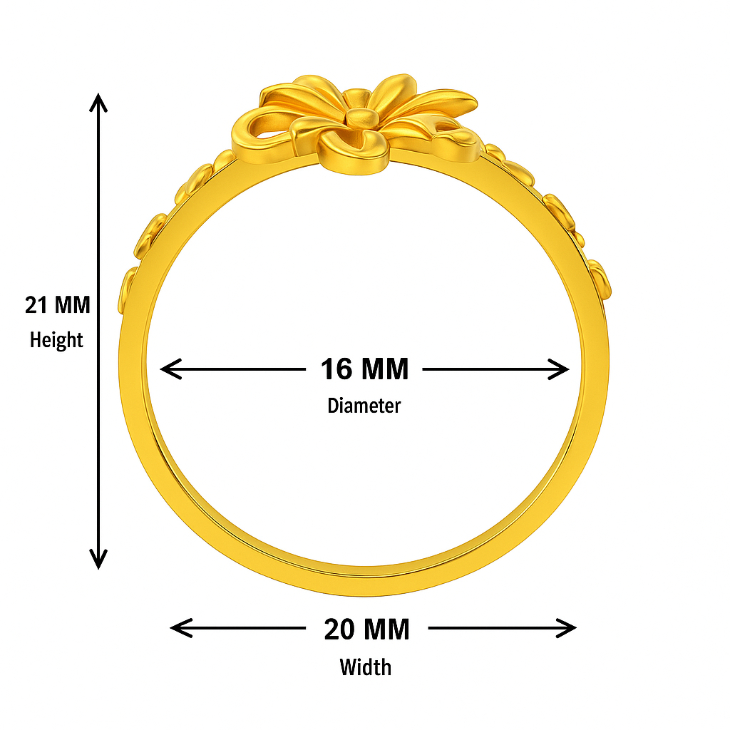 BIS Certified Real 22K Yellow Fine Gold Flower Finger Ring For Women - Image 4