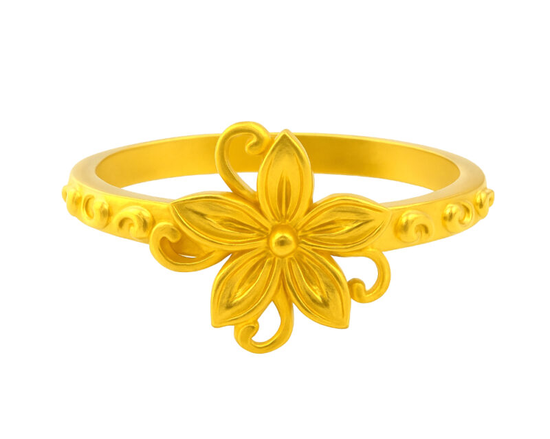 BIS Certified Real 22K Yellow Fine Gold Flower Finger Ring For Women