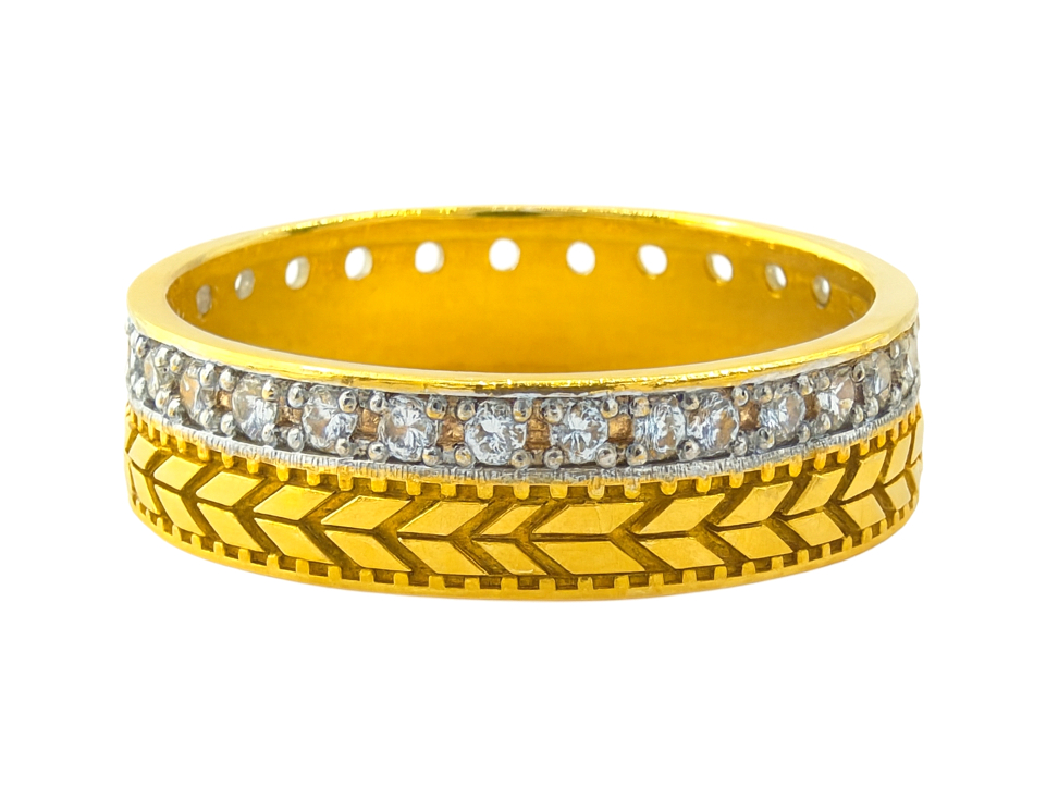 BIS Certified Real 22K Yellow Fine Gold Band Finger Ring For Women - Image 2