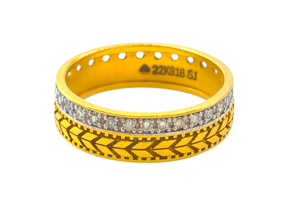 BIS Certified Real 22K Yellow Fine Gold Band Finger Ring For Women - Image 3