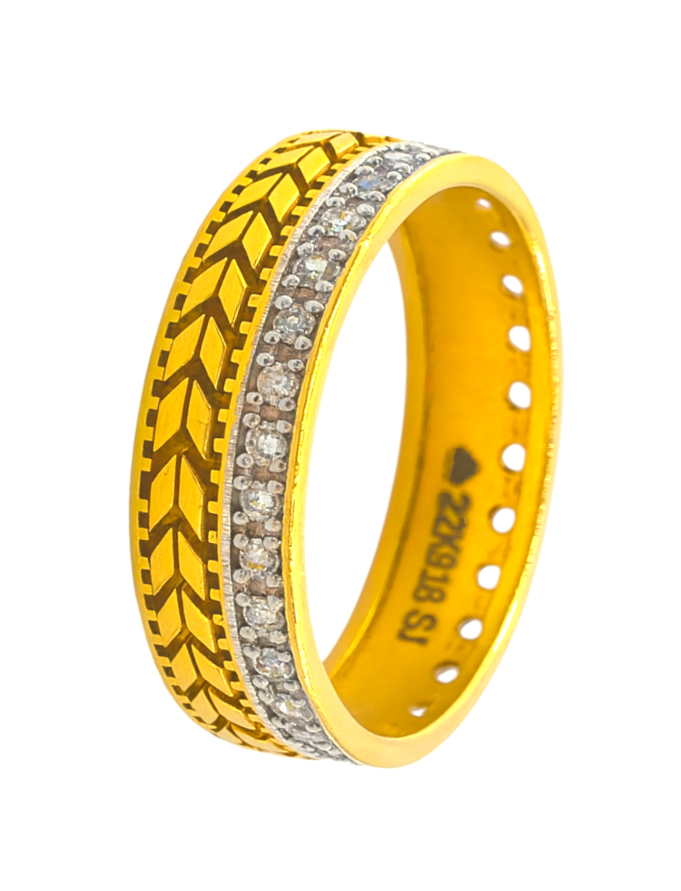 BIS Certified Real 22K Yellow Fine Gold Band Finger Ring For Women