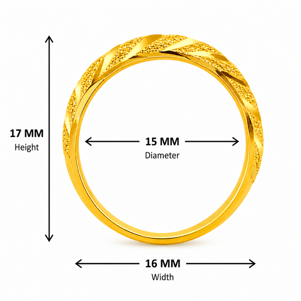 BIS Certified Real 22K Yellow Fine Gold Band Finger Ring For Women - Image 4