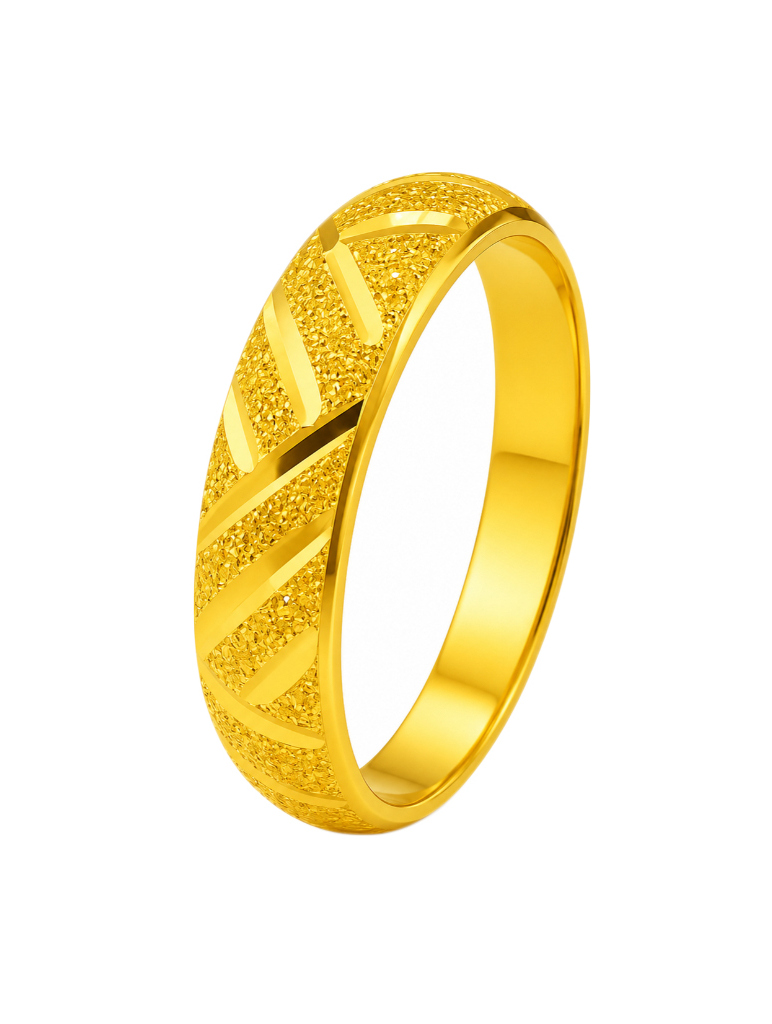 BIS Certified Real 22K Yellow Fine Gold Band Finger Ring For Women