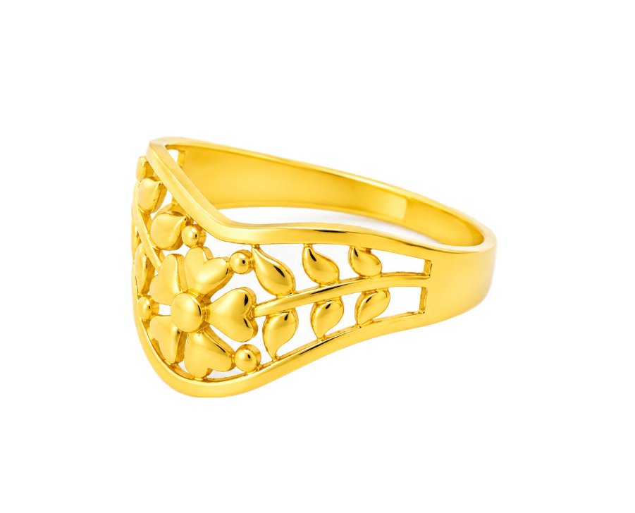 BIS Certified Real 22K Yellow Fine Gold Flower Finger Ring For Women - Image 3
