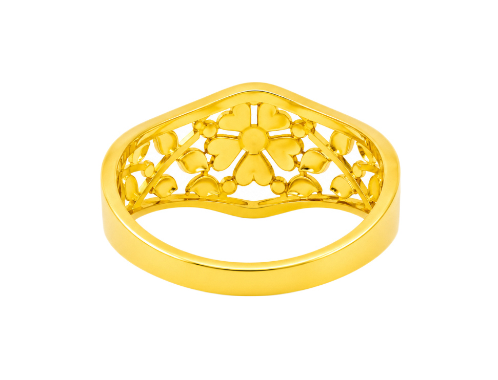 BIS Certified Real 22K Yellow Fine Gold Flower Finger Ring For Women - Image 4