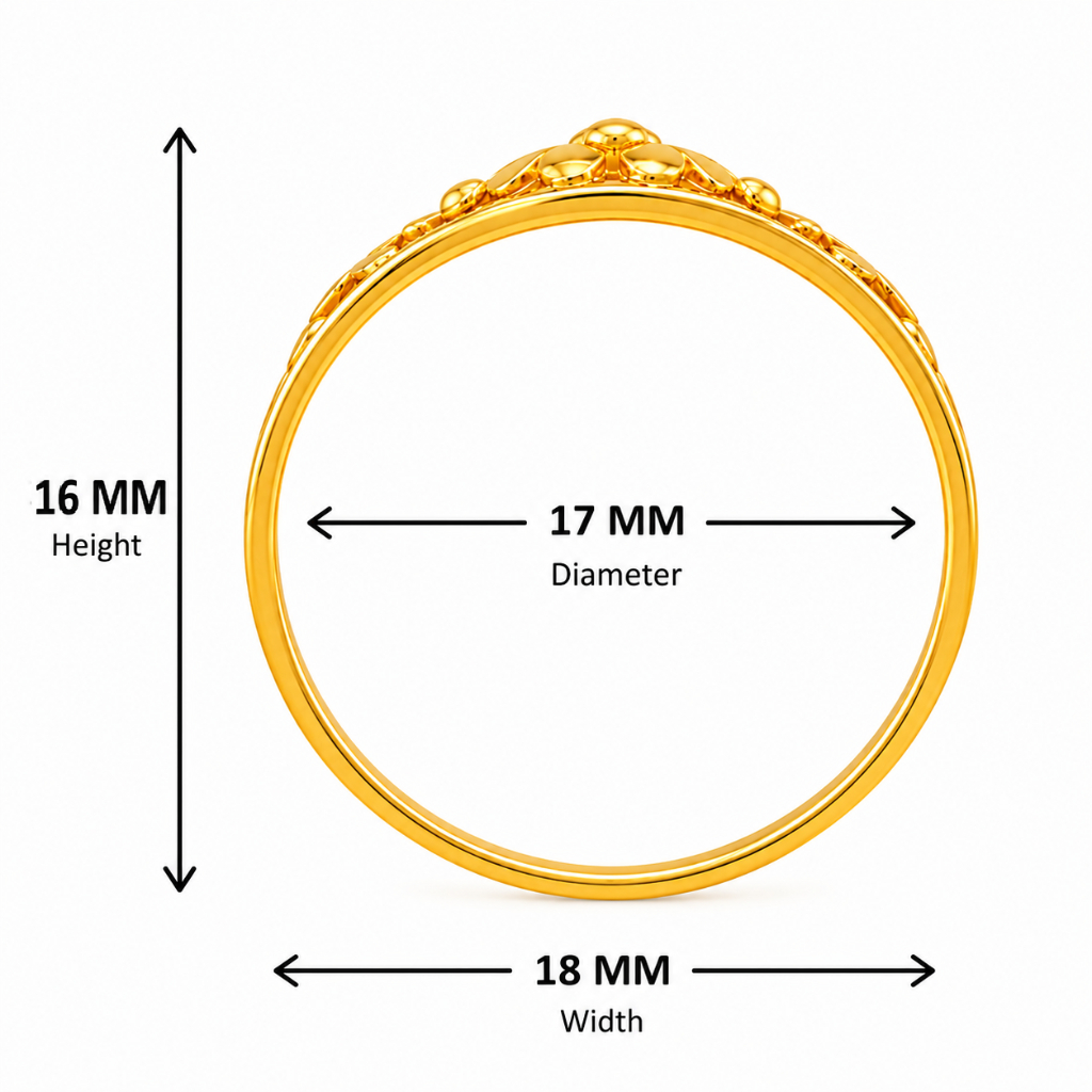BIS Certified Real 22K Yellow Fine Gold Flower Finger Ring For Women - Image 5