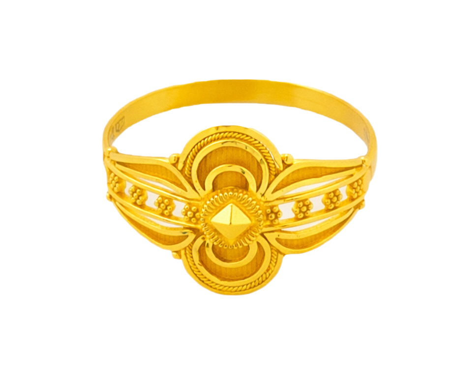BIS Certified Real 22K Yellow Fine Gold Handmade Finger Ring For Women - Image 2