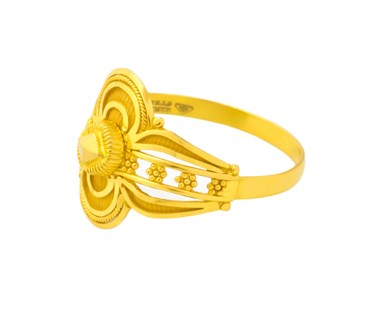 BIS Certified Real 22K Yellow Fine Gold Handmade Finger Ring For Women - Image 3