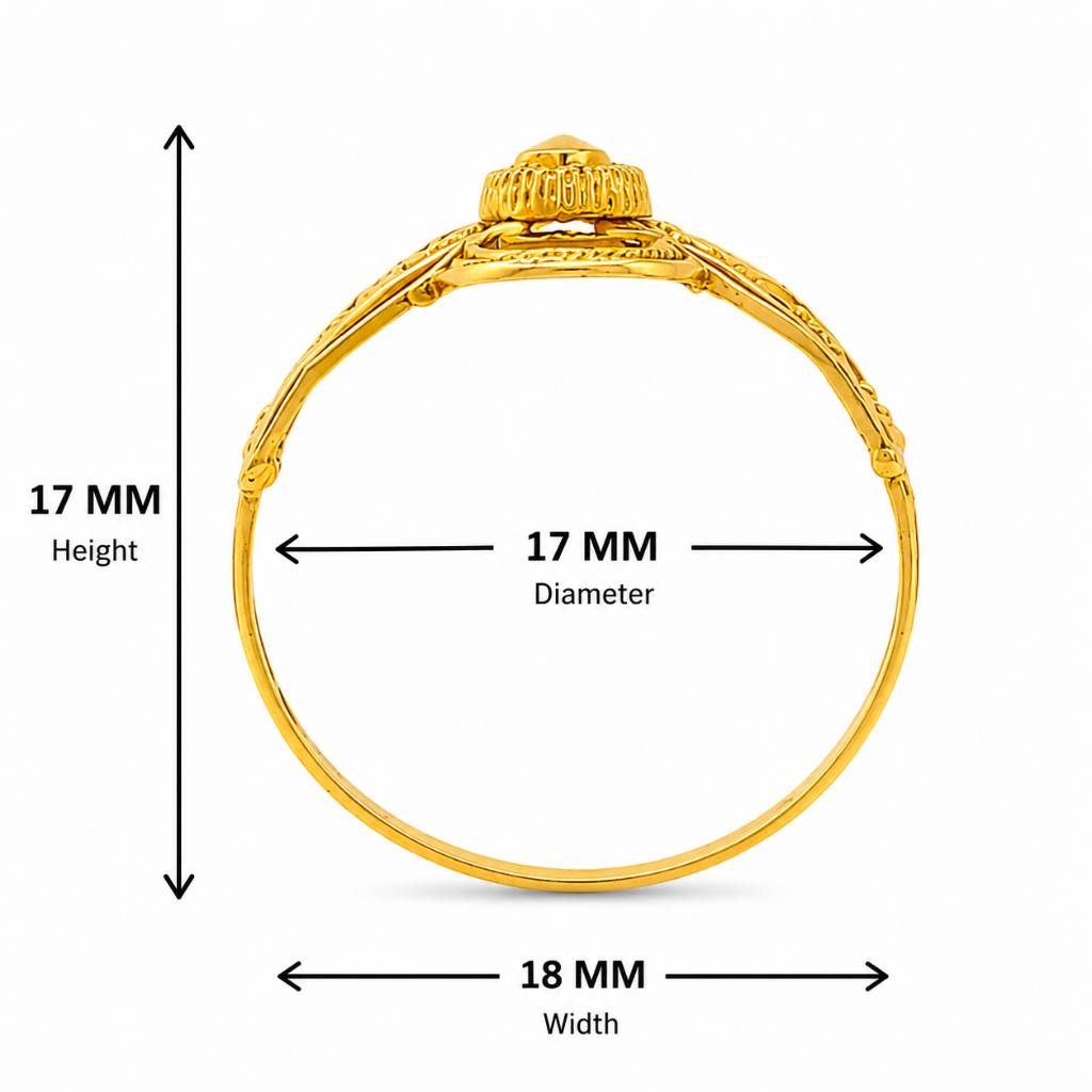 BIS Certified Real 22K Yellow Fine Gold Handmade Finger Ring For Women - Image 4