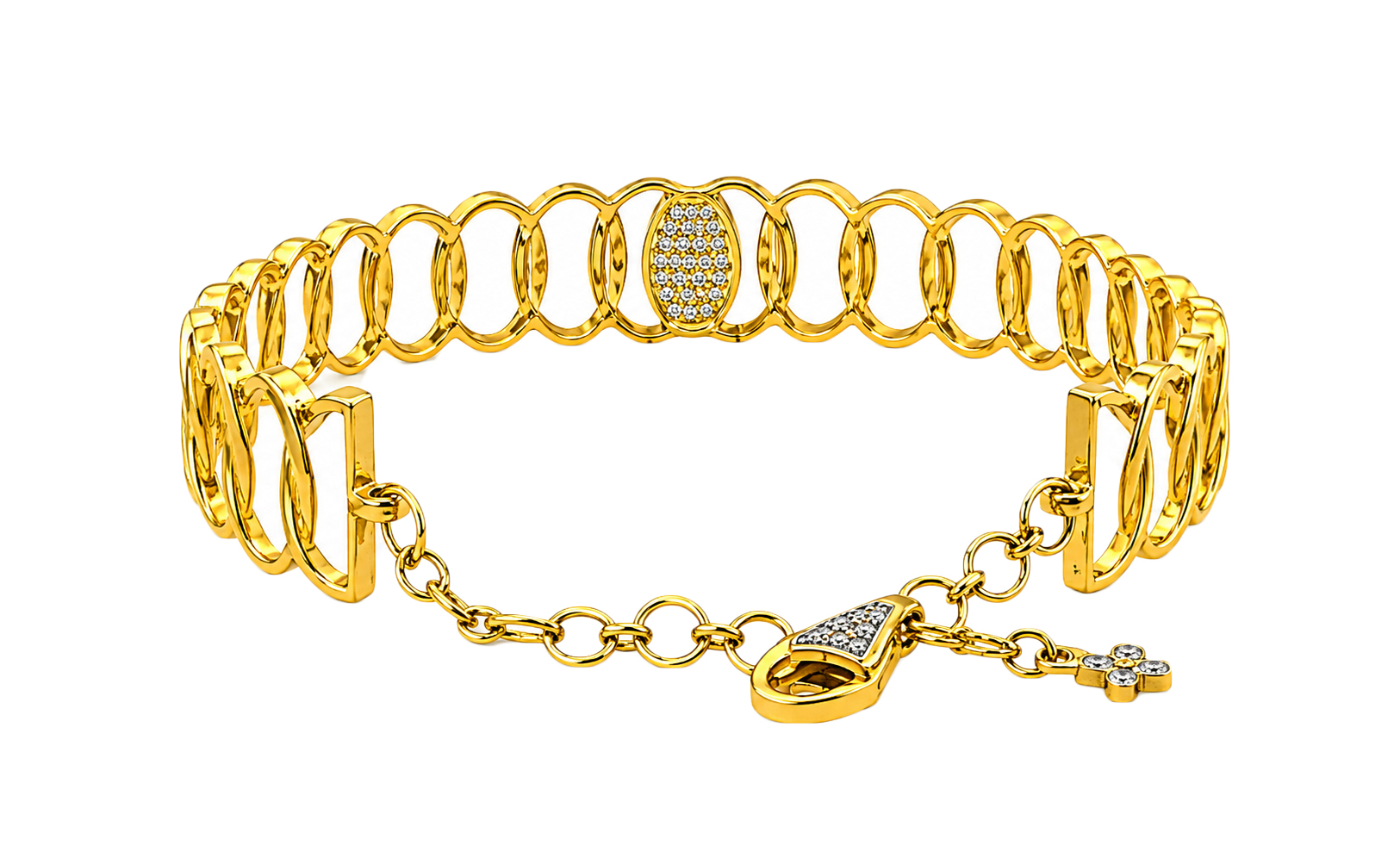 BIS Certified Real 22K Yellow Fine Gold Studded Bracelet For Women - Image 3