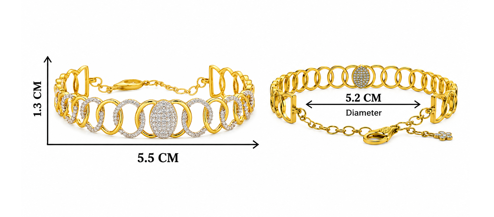 BIS Certified Real 22K Yellow Fine Gold Studded Bracelet For Women - Image 4