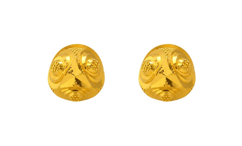 BIS Certified Real 22K Yellow Fine Gold Handmade Round Earrings For Women