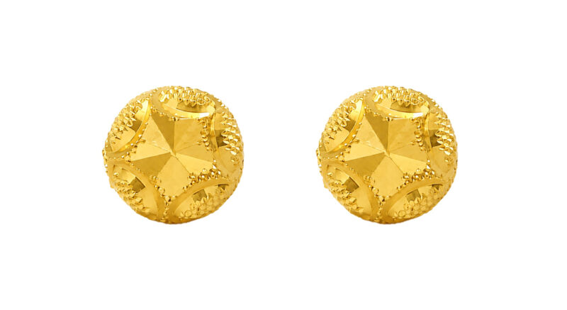BIS Certified Real 22K Yellow Fine Gold Handmade Round Earrings For Women