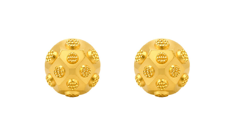 BIS Certified Real 22K Yellow Fine Gold Beads Earrings For Women