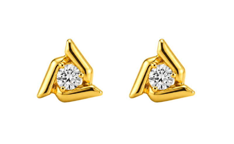 BIS Certified Real 22K Yellow Fine Gold Triangle Earrings For Women