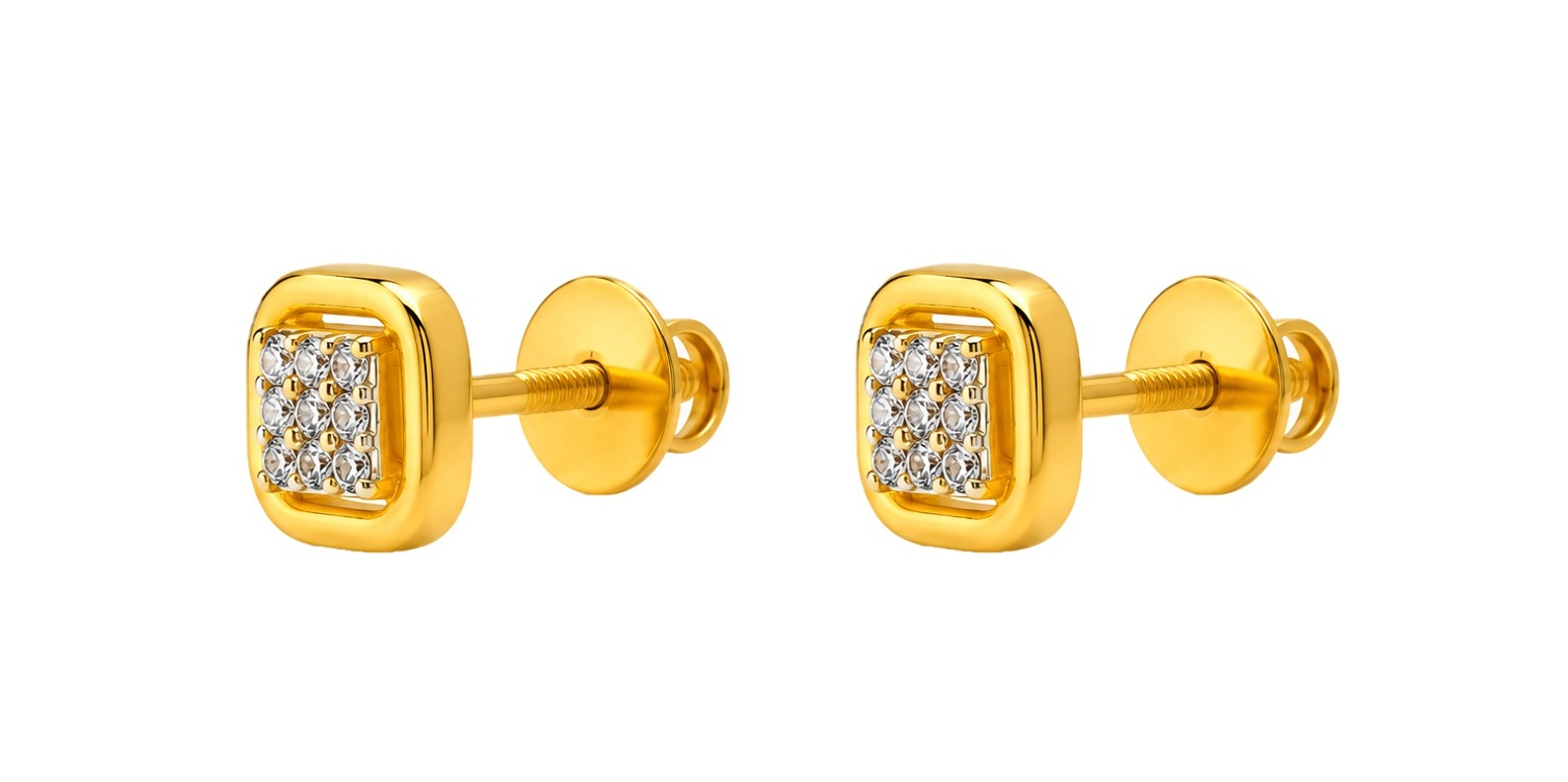 BIS Certified Real 22K Yellow Fine Gold Square Earrings For Women - Image 2