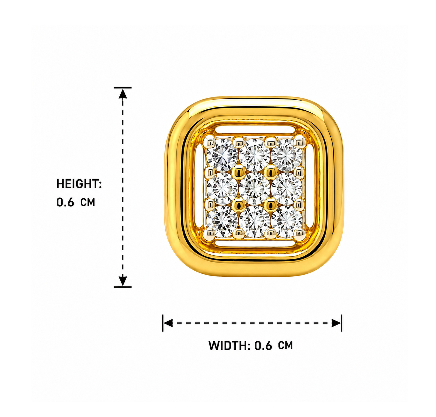 BIS Certified Real 22K Yellow Fine Gold Square Earrings For Women - Image 4