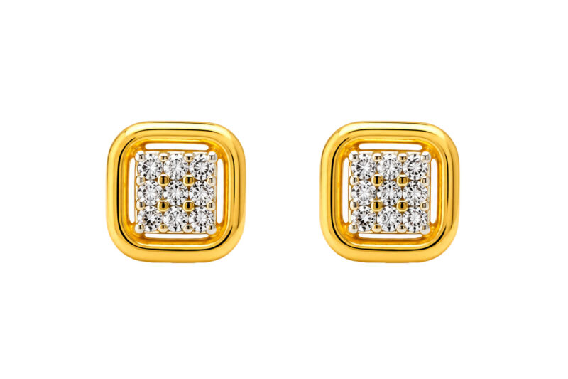 BIS Certified Real 22K Yellow Fine Gold Square Earrings For Women