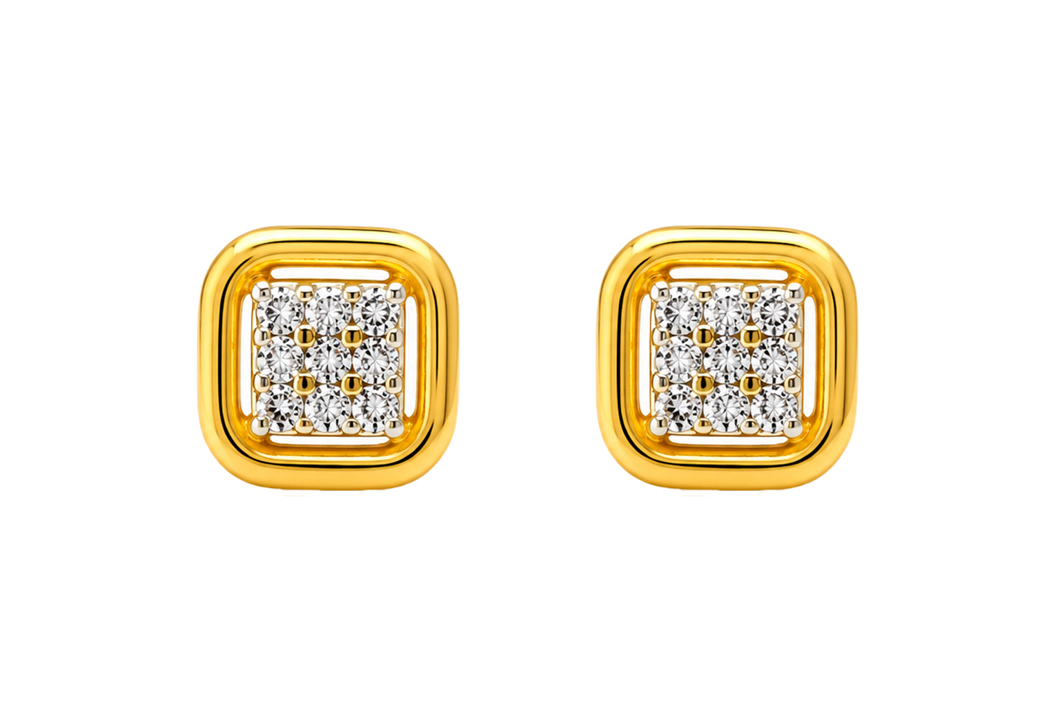 BIS Certified Real 22K Yellow Fine Gold Square Earrings For Women