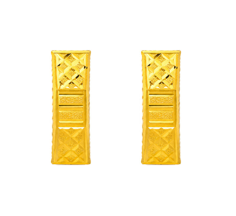 BIS Certified Real 22K Yellow Fine Gold Handmade Classic Earrings For Women